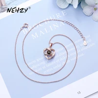 nehzy 925 sterling silver new woman fashion jewelry high quality simple crystal zircon heart pendant necklace length 45cm