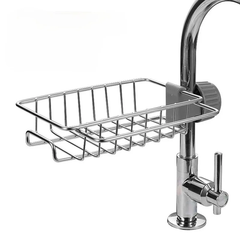 Stainless Steel Faucet Rack Kitchen Storage Shelf Sponge Dish Cloth Finishing Rack Drain Rack Pool Rag Storage Drain Dry Rack