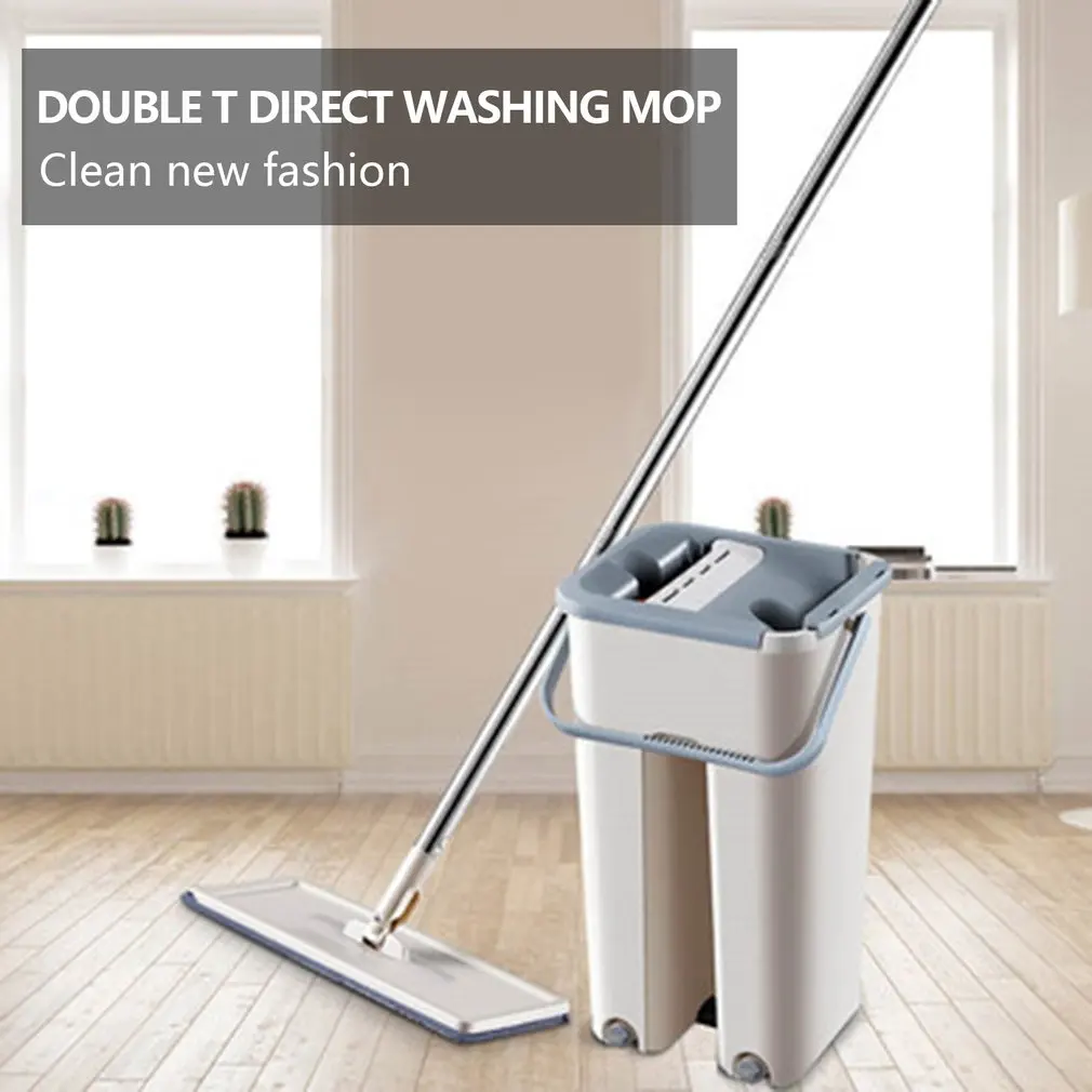 

Floor Mop Microfiber Squeeze Mops Wet Mop with Bucket Cloth Squeeze Cleaning Bathroom Mop For Wash Floor Home Kitchen Cleaner