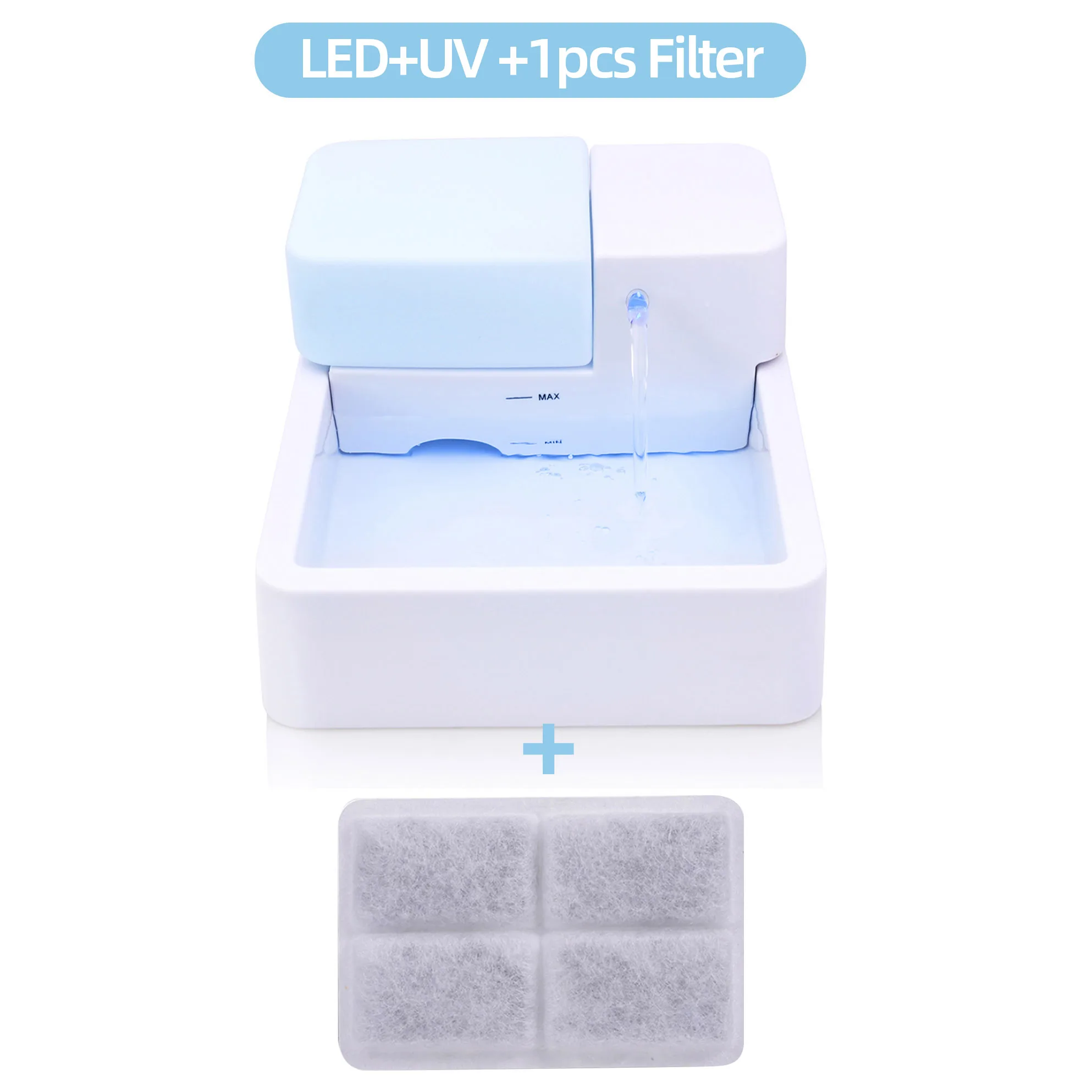 LED X UV Светодиодный фонтан для кошек, автоматический фонтан для кошек, 1.8л, электрическая тарелка для кошек, собак, питьевой Диспенсер, товары для щенков питомцев - Цвет: LED X UV