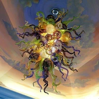 hand blown glass crystal chandelier multi w80xh120cm led art pendant light indoor lustre hotel hallparlor decoration
