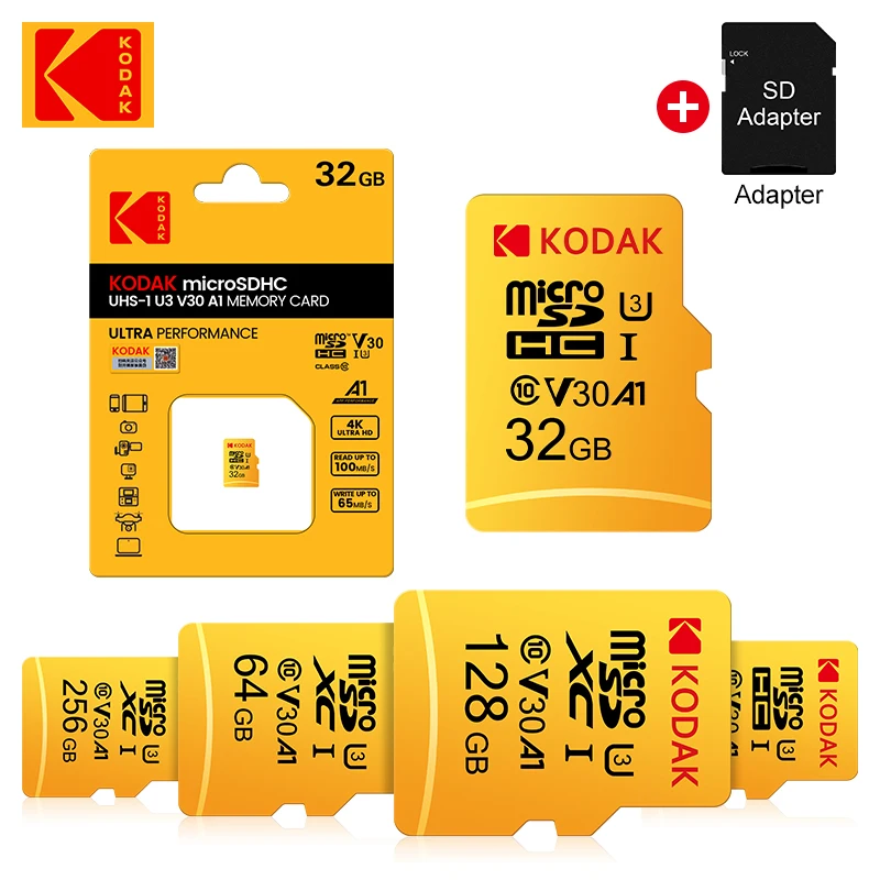 

Original Kodak 128GB U3 Micro TF 256GB A1 Micro SD Card SD/TF Flash Card 32GB 64GB Memory Card 32GB 16GB microSDXC For Phone