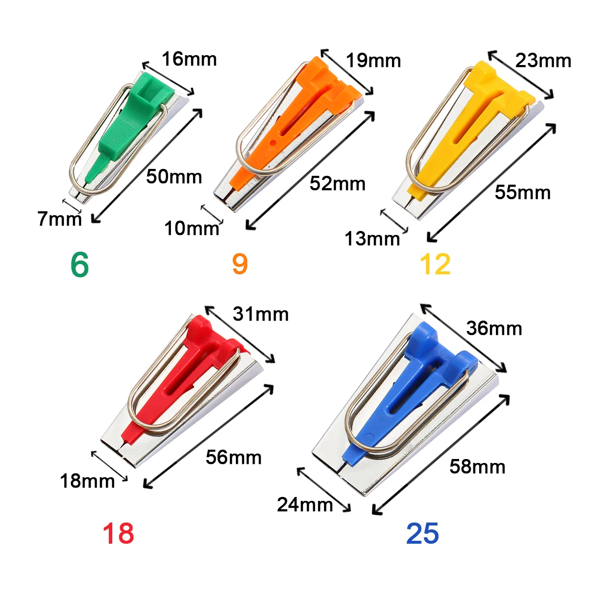 5 sizes Sewing Accessories Bias Tape Makers - size 25mm 18mm 12mm 9mm 6mm Quilting Hemming Tools | Дом и сад