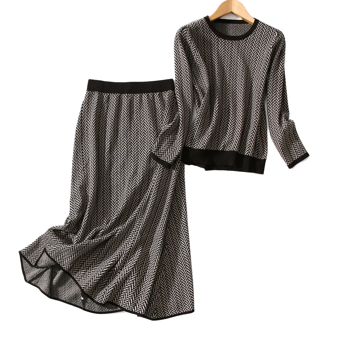 

Suit for women Early autumn 2020 new slim Korean style small fragrance age reduced knitted wool skirt two piece