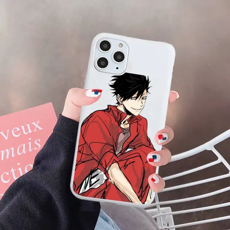 

Kuroo Tetsuro haikyuu anime Phone Case Candy Color for iPhone 6 7 8 11 12 s mini pro X XS XR MAX Plus