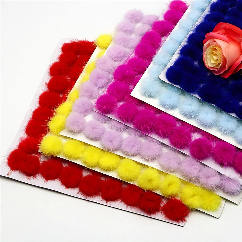 

30mm/80pcs1 Set of Colorful Mink Pompoms 40mm/50pcs 1 Set of Fluffy Pompoms DIY Headwear Earrings Keychain Craft Materials