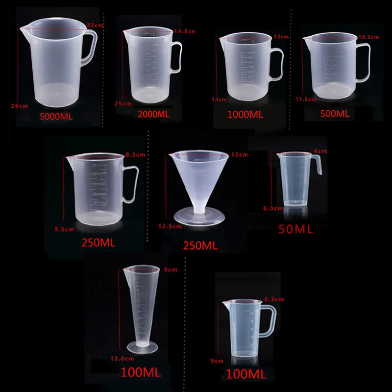 

50/100/250/1000/2000/5000ML Clear Plastic Graduated Measuring Cup For Baking Beaker Liquid Measure Cup Container