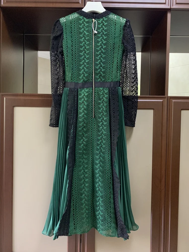 ESHINES осеннее винтажное зеленое миди с ассиметричным низом платье сексуальное