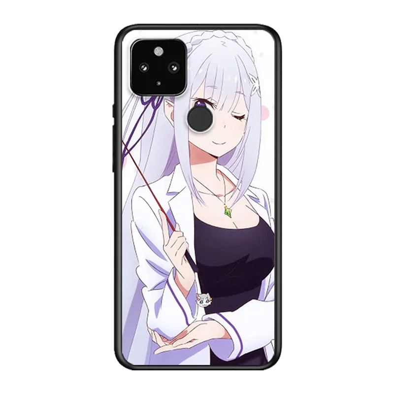 

Anime Re ZERO Ram Rem Soft TPU Silicone Black Cover For Google Pixel 5 4A 5G 4 XL Phone Case