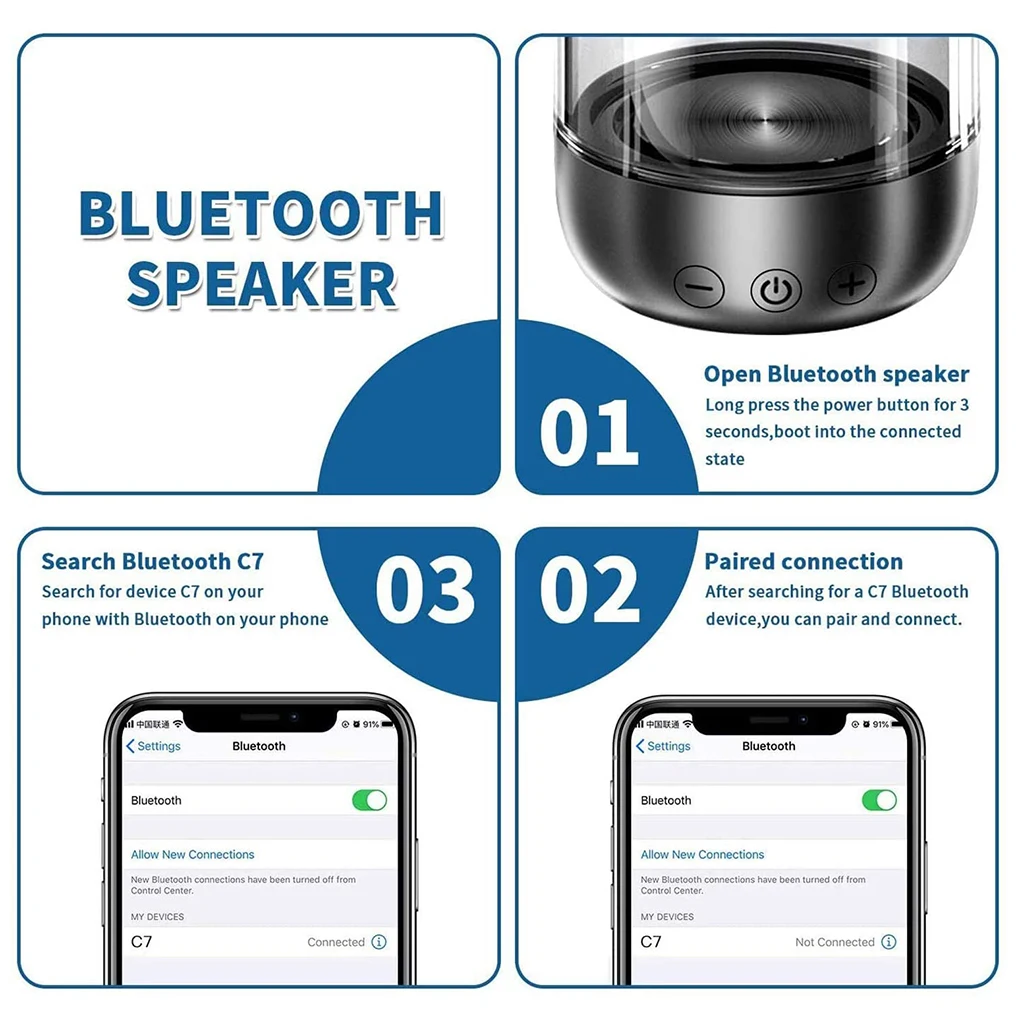 Bluetooth Динамик 5 0 Беспроводной светодиодный стерео динамик HD компьютерных игр 7