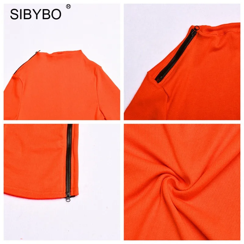 Женское облегающее платье с высоким разрезом SIBYBO черное вязаное длинным рукавом