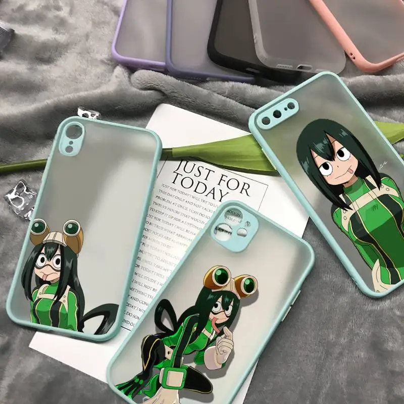 

Asui Tsuyu Boku no My Hero Academia Phone Case matte transparent For iphone 7 8 11 12 13 plus mini x xs xr pro max cover