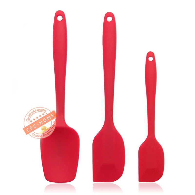 Red set of 3 Набор силиконовых лопаточек, Профессиональные Термостойкие лопатки, формы для выпечки и кондитерских изделий для украшения тортов - Цвет: Red set of 3