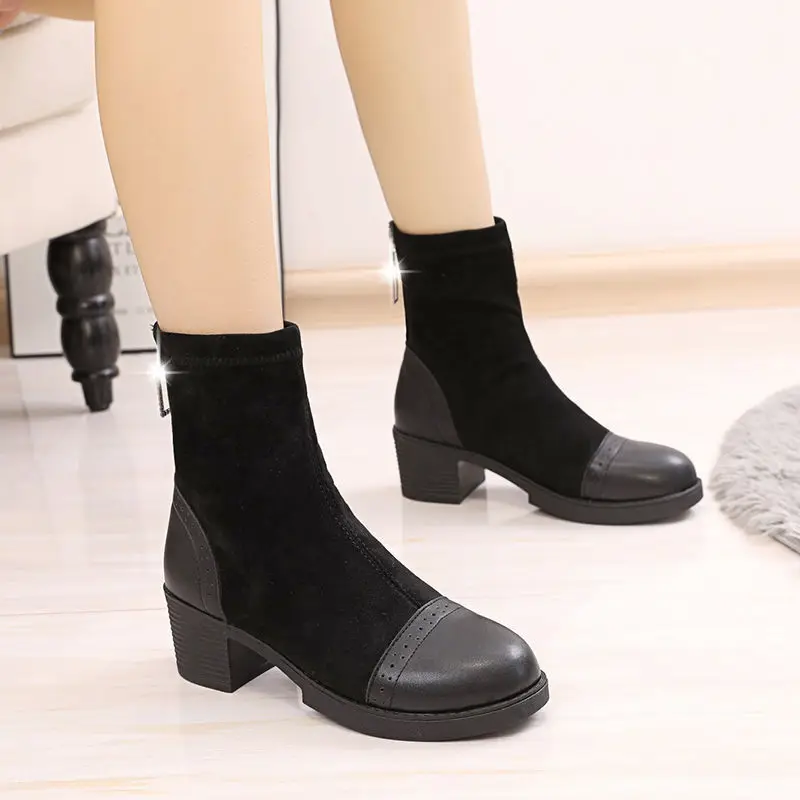 

Shoes in Thick with boots in female pointed high-heeled shoes not tired feet short boots new high elastic cashmere fashion boots