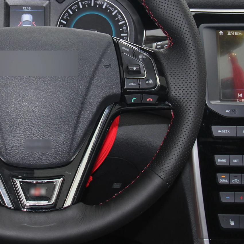 

LQTENLEO Black Genuine Leather Car Steering Wheel Cover For Great Wall Haval Hover H2 H7 2014-2019 H6 Coupe 2015 2016 2017 2018
