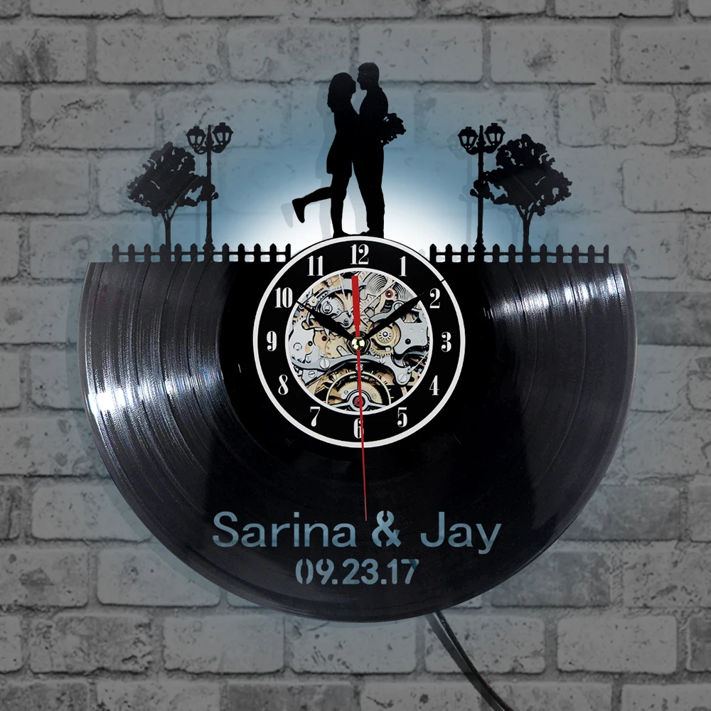 Виниловые настенные часы с записью Sarina & Jay дизайнерские Moden домашний декор новые