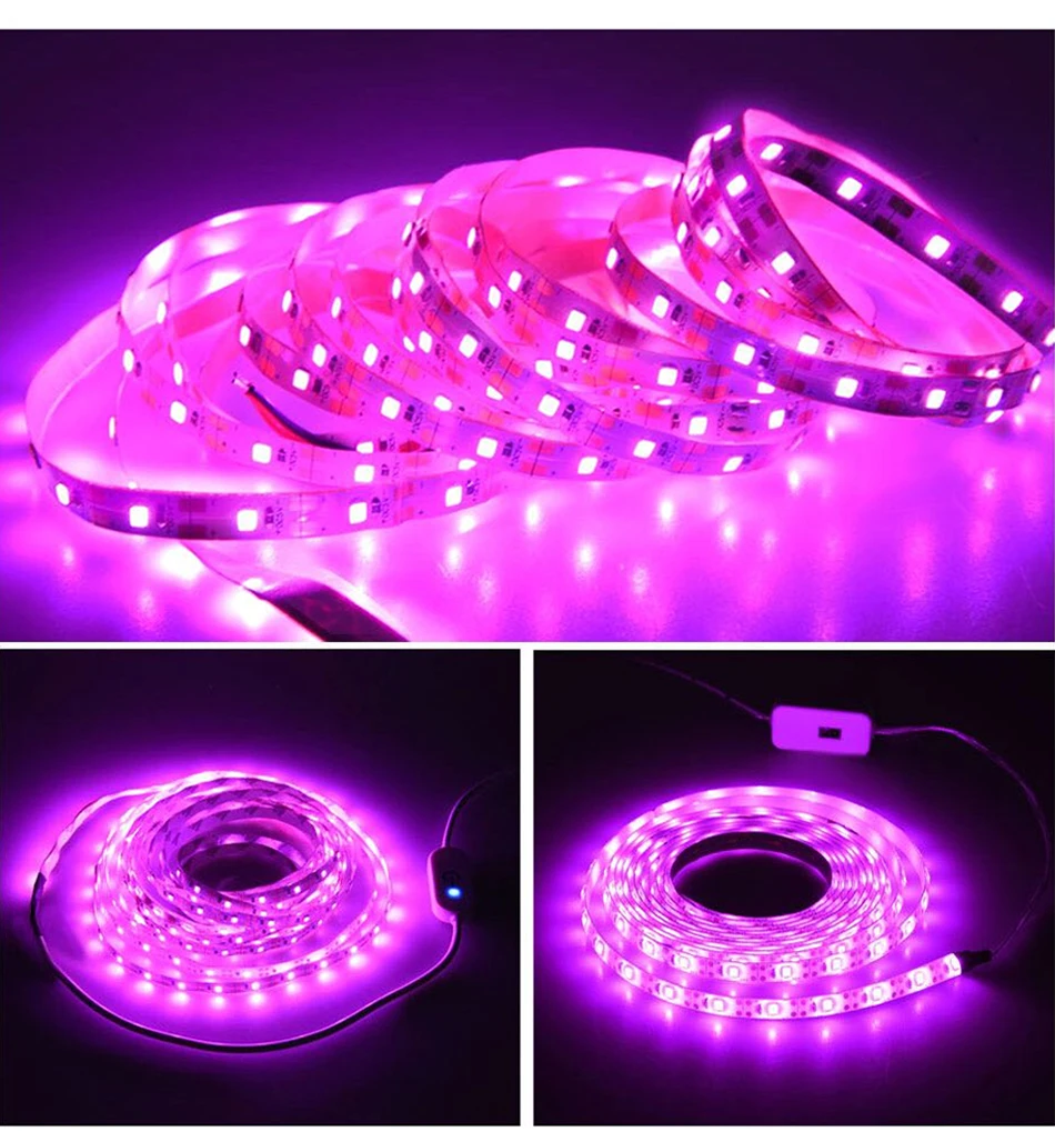

5V Grow Led Flower Aquarium Full Spectrum Lights USB PhytoTape Indoor Growing Lamps Lamp For plant SMD2835 Grow LightLED Strips