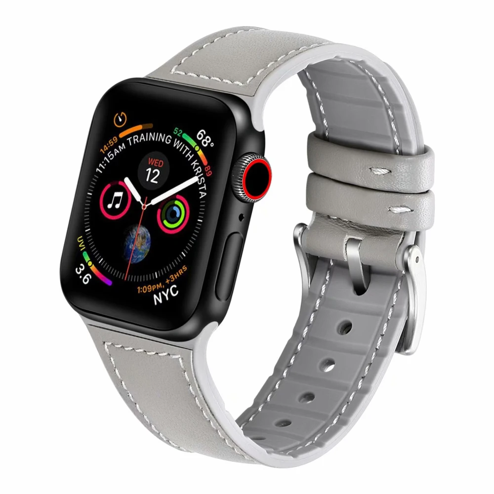 Ремешок из натуральной кожи для Apple watch 6 ремешок 44 мм 40 iWatch 38 42 силиконовый браслет