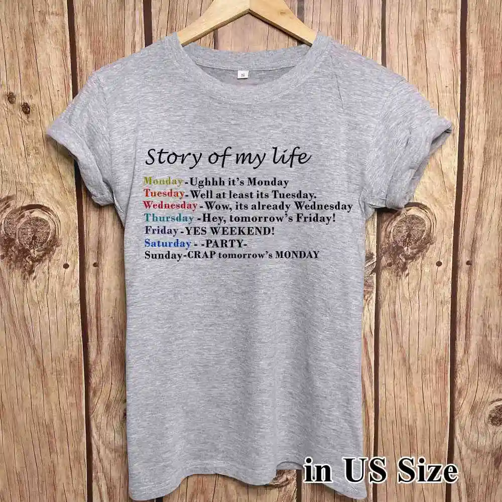 

Cccola "Story of my life" Text printing Breathable Cotton High Quality O-Collar T-Shirt Tops Short Sleeve