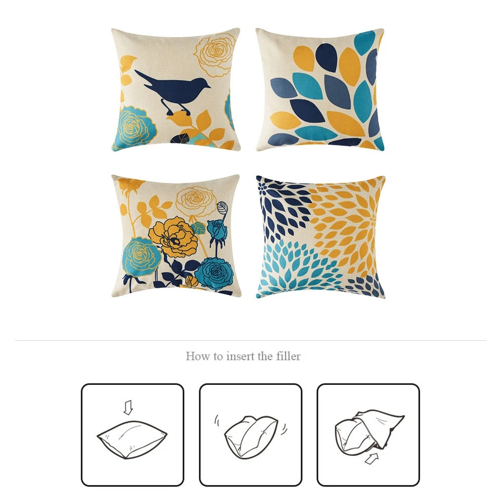 4 вида стилей модная наволочка с принтом цветы и птицы домашняя накидки на