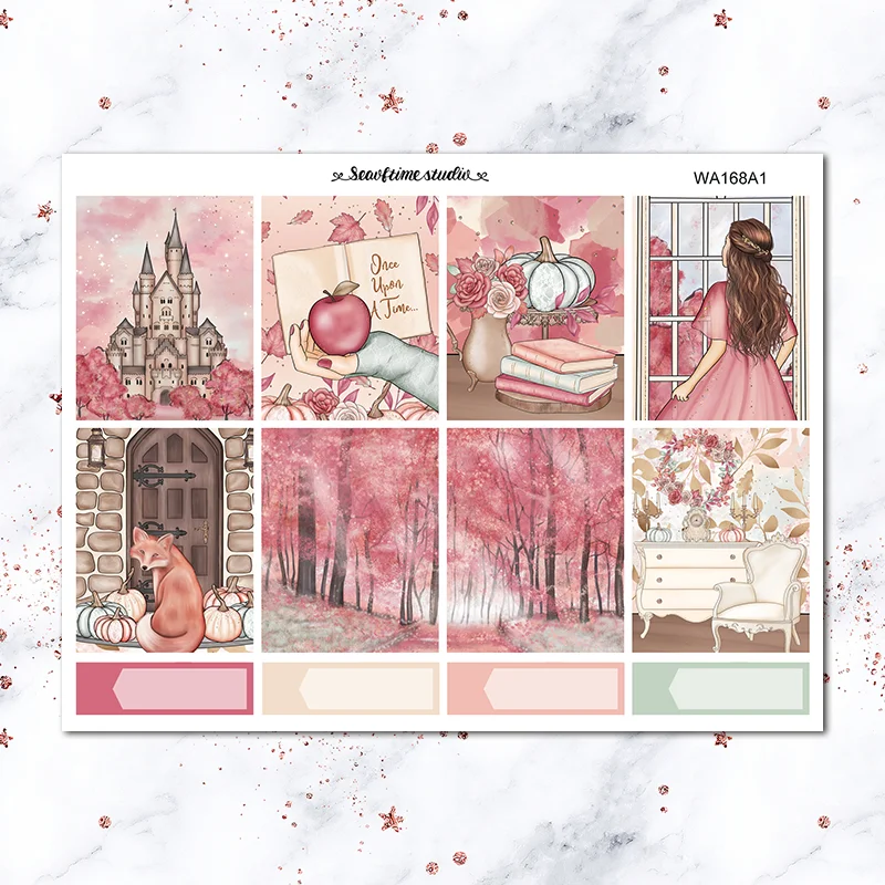 7sheets/pack Pink Princess Castle Weekly Llist Label Decorative Sticker DIY Stationery Sticker Scrapbooking album Stickers