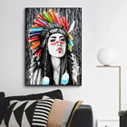 Творческий Цвет индийская женщина окрашенные настенные художественные плакаты красивая девушка домашний декор холст живопись для гостиной спальни украшение