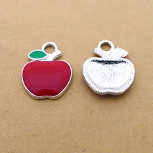 Handmade Earrings Charms Diy Accessories For Jewelry Pendant Bracelet 10pcs 19x15mm Enamel Apple Charms