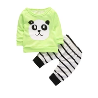 fashion baby clothing children boys girls cartoon panda t shirt striped pants 2pcssets spring autumn infant clothes tracksuits