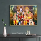 Картина на холсте с изображением индуистского бога, Shiva Parvati Ganesha, индийские плакаты и принты, настенные художественные картины для декора гостиной