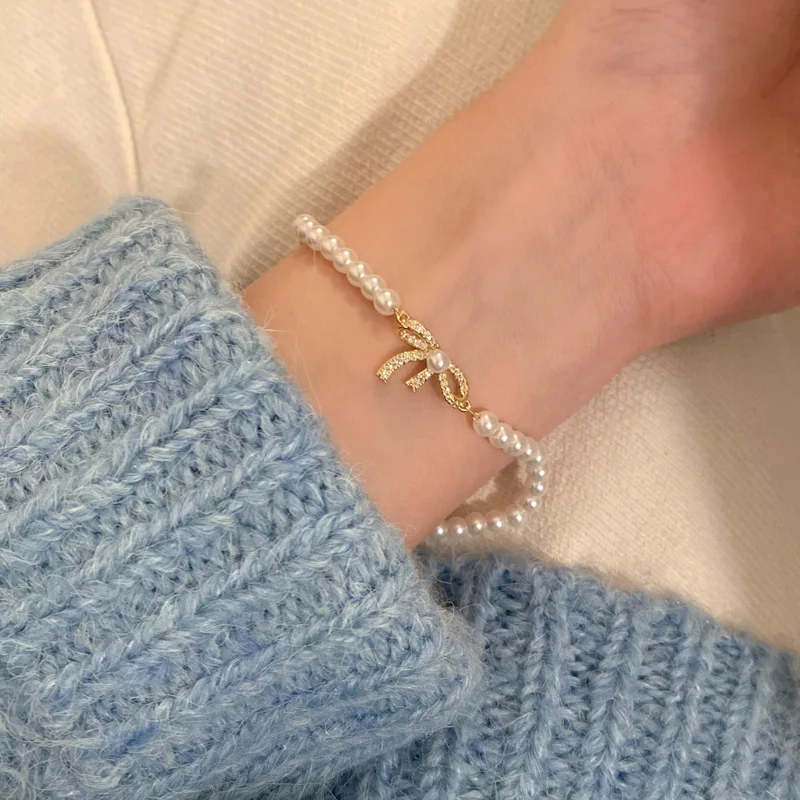 

Sweet Pearl Bowknot Bracelets For Women 2021 New Korean Simple Bracelet Fashion Jewelry