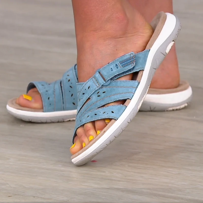 

Женские сандалии на плоской подошве, летние, в этническом стиле, повседневные, с открытым носком, ретро, нескользящая, модная женская обувь, ...