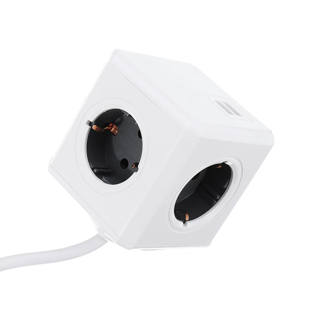 Разъем питания EU Plug Magic Cube Smart power Strip дорожный Расширенный адаптер 2 USB 5 В 2.1A порты 4 розетки 150/300 см кабель