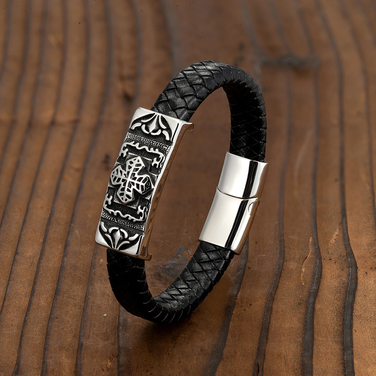 Европейский и американский стиль панк сова крест мужской браслет из нержавеющей