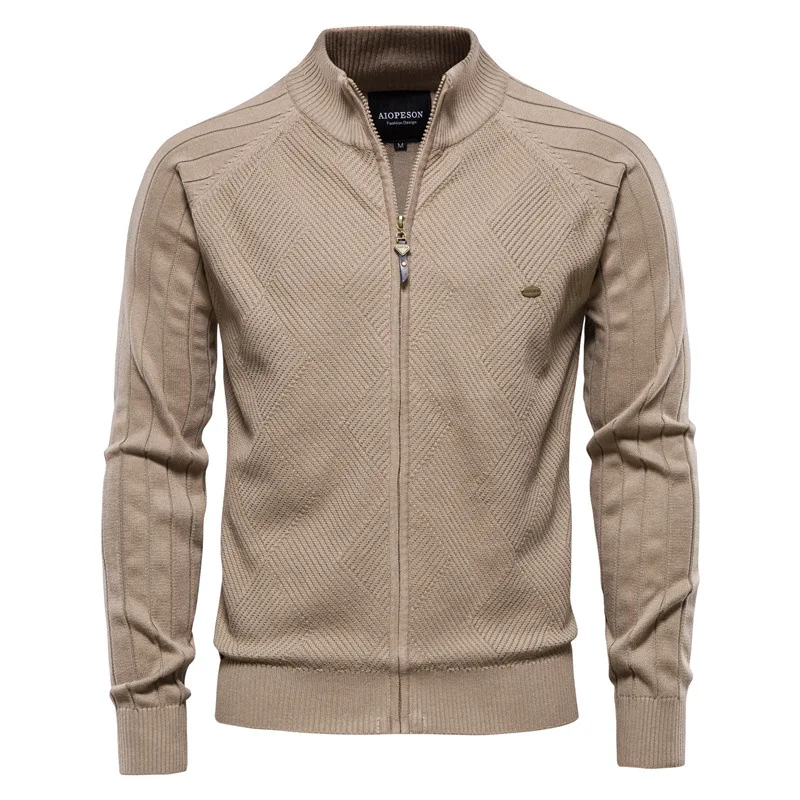 

Mens Sweaters Fashion Basic Cardigans For Men Argyle Solid Color Cardigan Men Casual Quality Zipper Cotton Winter