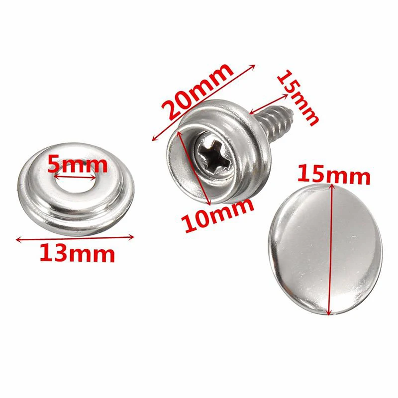 

30 X Snap Press Stud Stainless Steel Fastener Cap Button Marine Boat Canvas New