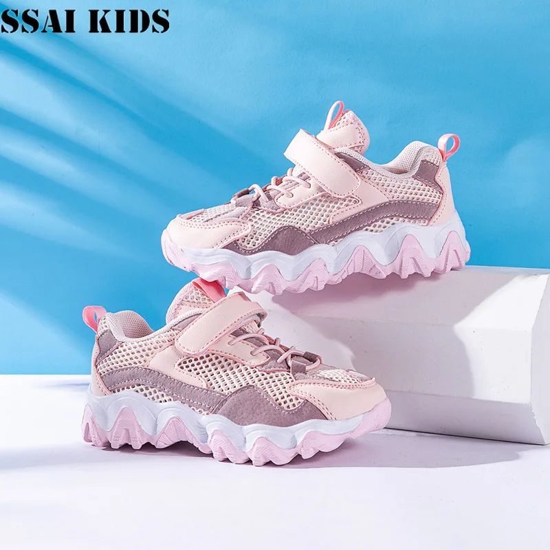 

SSAI KIDS 2020 summer new hollow girls casual breathable sneakers wave shoes boys shoes summer mesh breathable sneakers