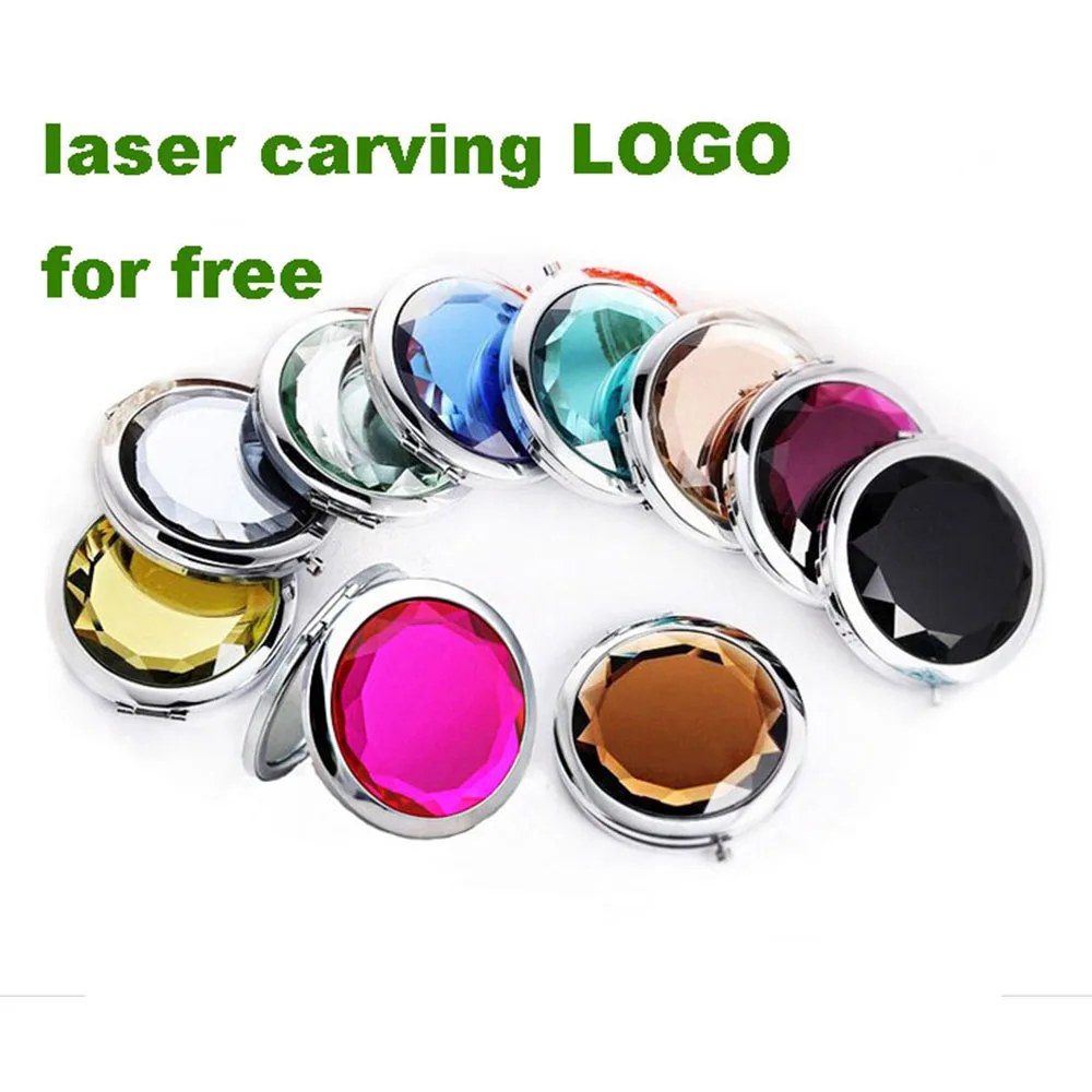 Складное косметическое зеркало 100 шт./лот 7 см компактное с кристаллами