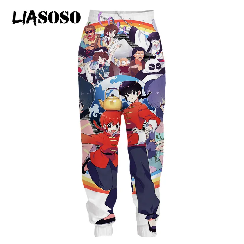 

LIASOSO 3d Print Men Women Japan Anime Ranma 1/2 Kawaii Tendou Faces Casual Sweatpants Baggy Pants Harajuku Sweatpants Hip Pop