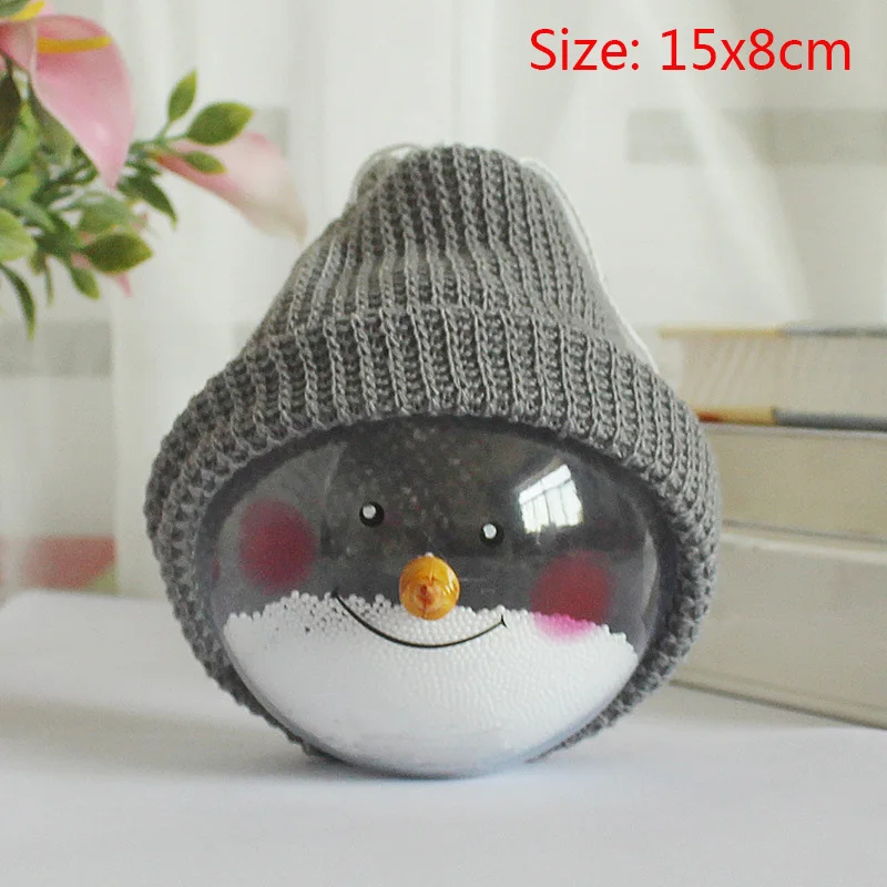 1PCs 15x8cm Прозрачный Рождественский шар со светодиодной лампой Рождественская елка висячие украшения Рождественский светящийся подвесной шар Рождественский Декор - Цвет: 1PCs 15x8cm