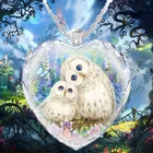 Ожерелье с подвеской в форме сердца из хрустального стекла в виде совы с глубоким лесом женское ожерелье аксессуары в виде животных Ювелирные изделия для вечерние подарки для девочек