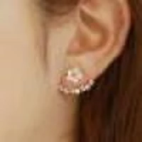 1pair stud earrings fashion small daisy flower crystal back hanging stud earring women party birthday jewelry accessories gifts
