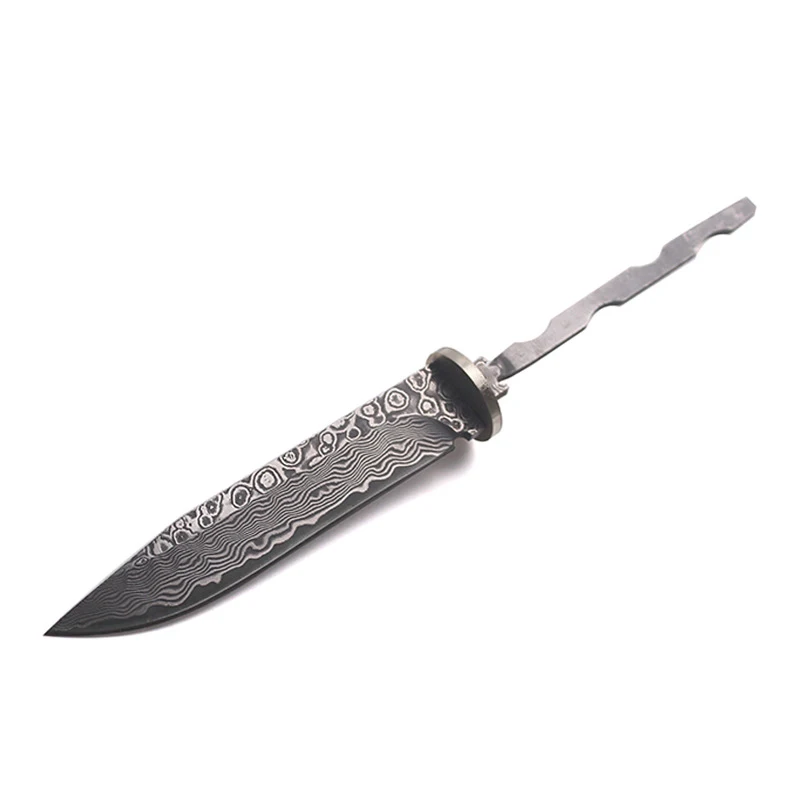 

Dropship diy semi - finished manual straight knife forging damask Damascus Steel fixed blade knife camping knife With Leather