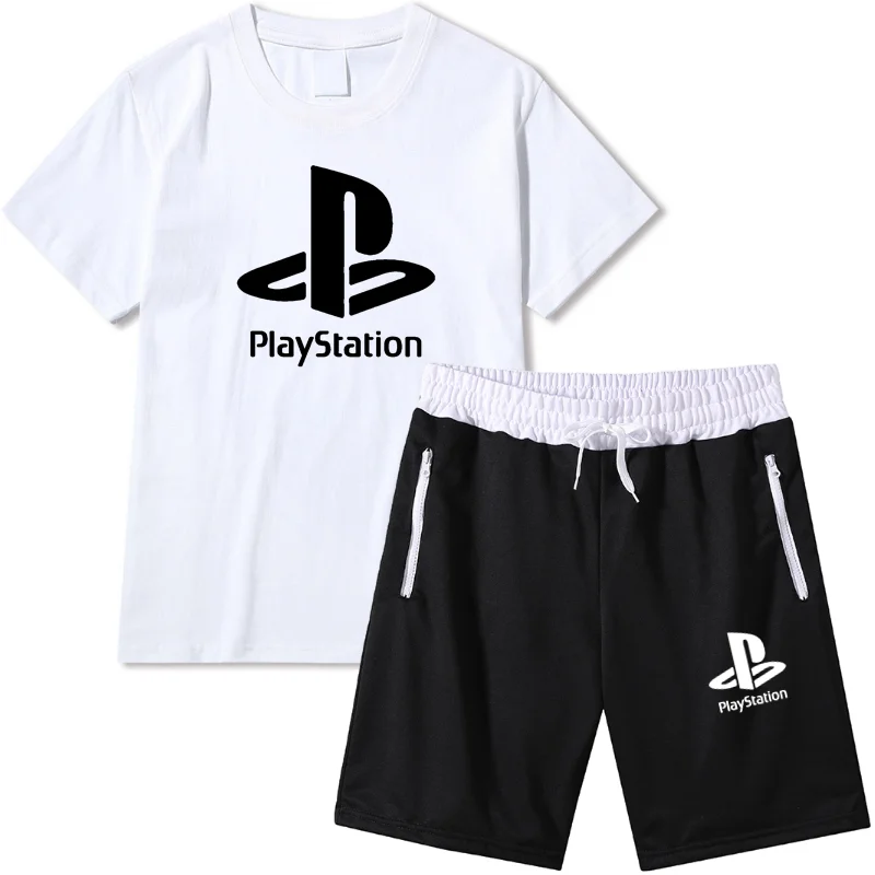 

Костюм спортивный мужской оверсайз из футболки с коротким рукавом и шортов