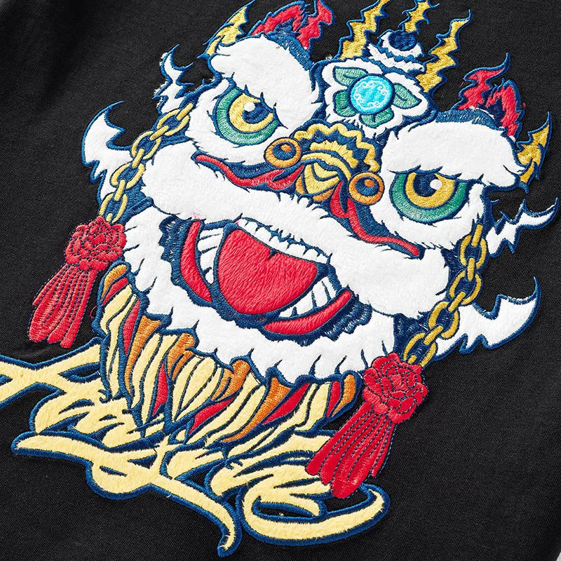 

Chinese wind heavy industry embroidery Xingshi pure cotton national fashion short sleeve t-shirt men's loose large short sleeve