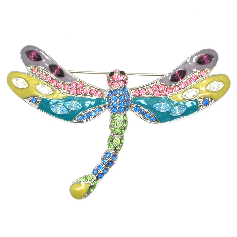 

Enamel Dragonfly Rhinestone Badge Brooches For Women Men Fashion Jewelry Boutonniere Hijab Pins Elegant Coat Accessories