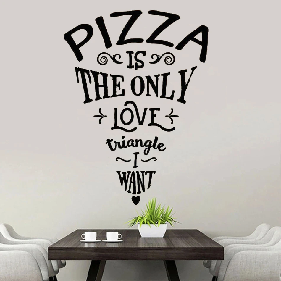 

Wall Decal Quote Only Love Pizza Vinyl Window Sticker Restaurant Cafe Dining Room Interior Decor Creative Lettering Mural DW9197