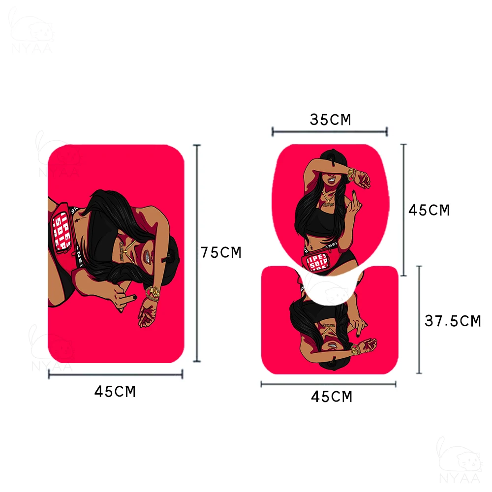 NYAA африканская темнокожая девушка набор душевой занавески 4 шт. наборы ковриков