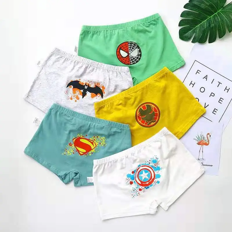 5pcs new chao ren Г., новая мода, От 2 до 14 лет, хлопковое детское нижнее белье, штаны детские трусы, милые трусы-боксеры для мальчиков трусики для маленьких мальчиков нижнее белье с рисунками - Цвет: 5pcs new chao ren
