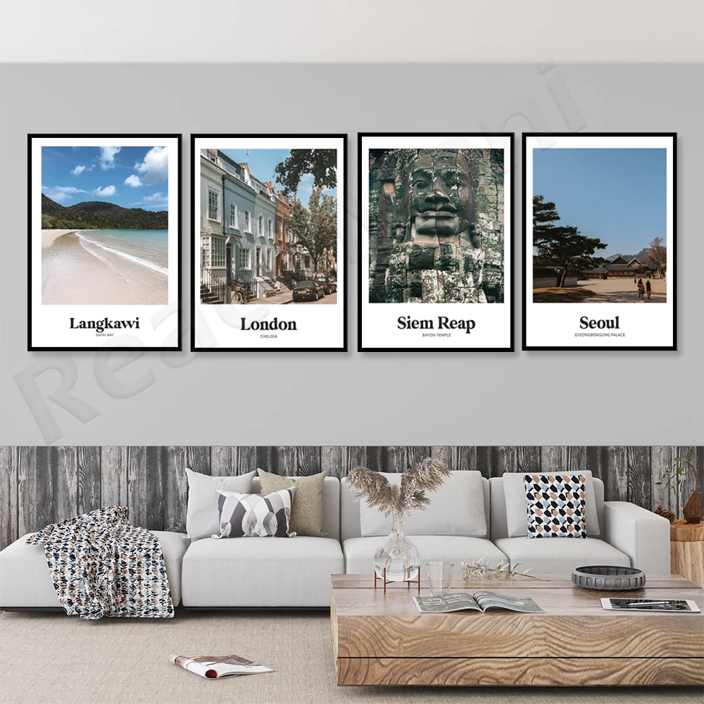 

Travel posters of Gyeongbokgung Palace in Seoul, South Korea, Siem Reap prints, Angkor Wat, Bayon Temple, London Chelsea, Malays