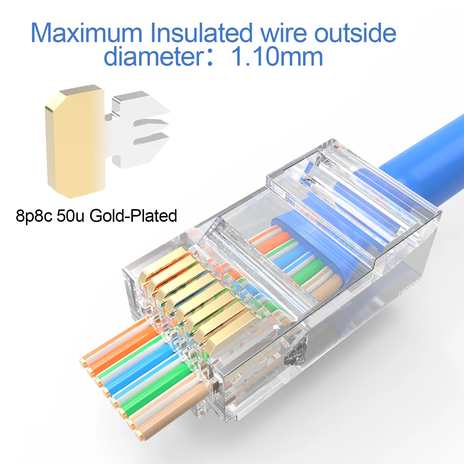 

AUCAS CAT6 UTP RJ45 Connector Plug High Speed Network Ethernet Cable Have Hole Easy Pass 8P8C Unshielded Modular